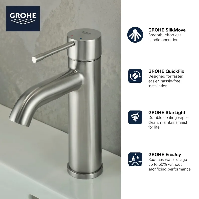 Grohe 235922431 Top-Handle Centerset Bathroom Faucet S-Size in Matte Black