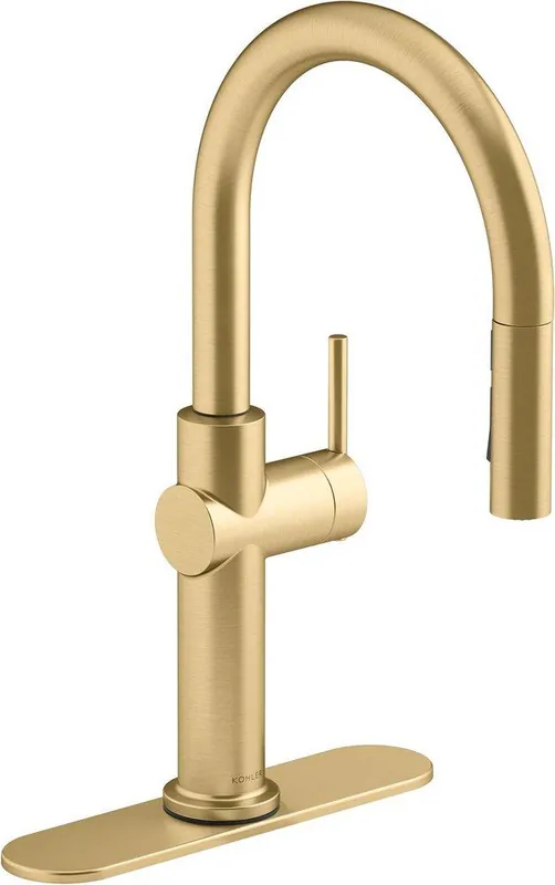 Kohler 22972-2MB Crue Single Handle Pull Down Kitchen Faucet in Vibrant Brushed Moderne Brass