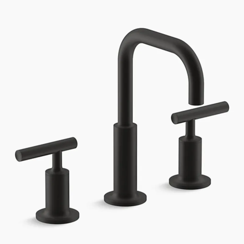 Kohler 14406-4-BL Purist Two Handle Widespread Bathroom Sink Faucet in Matte Black