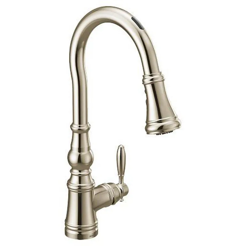 Moen S73004EV2NL Weymouth Single Handle Pull Down Touchless Kitchen Faucet with Voice Activation in Polished Nickel
