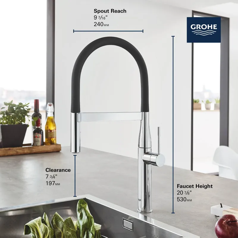 Grohe 302952430 Single-Handle Semi-Pro Dual Spray Kitchen Faucet 1.75 GPM in Matte Black