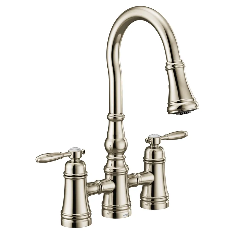 Moen S73204NL Weymouth Polished Nickel Two-Handle Pulldown Kitchen Faucet