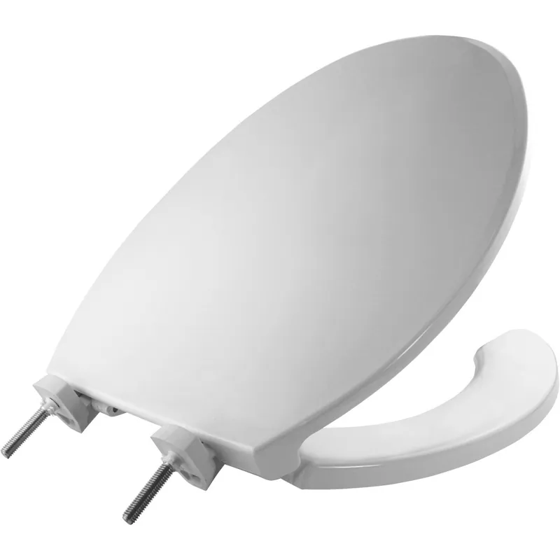 Bemis 7650TDG000 Elongated Open Front With Cover Hospitality Plastic Toilet Seat in White with STA-TITE Commercial Fastening System and DuraGuard