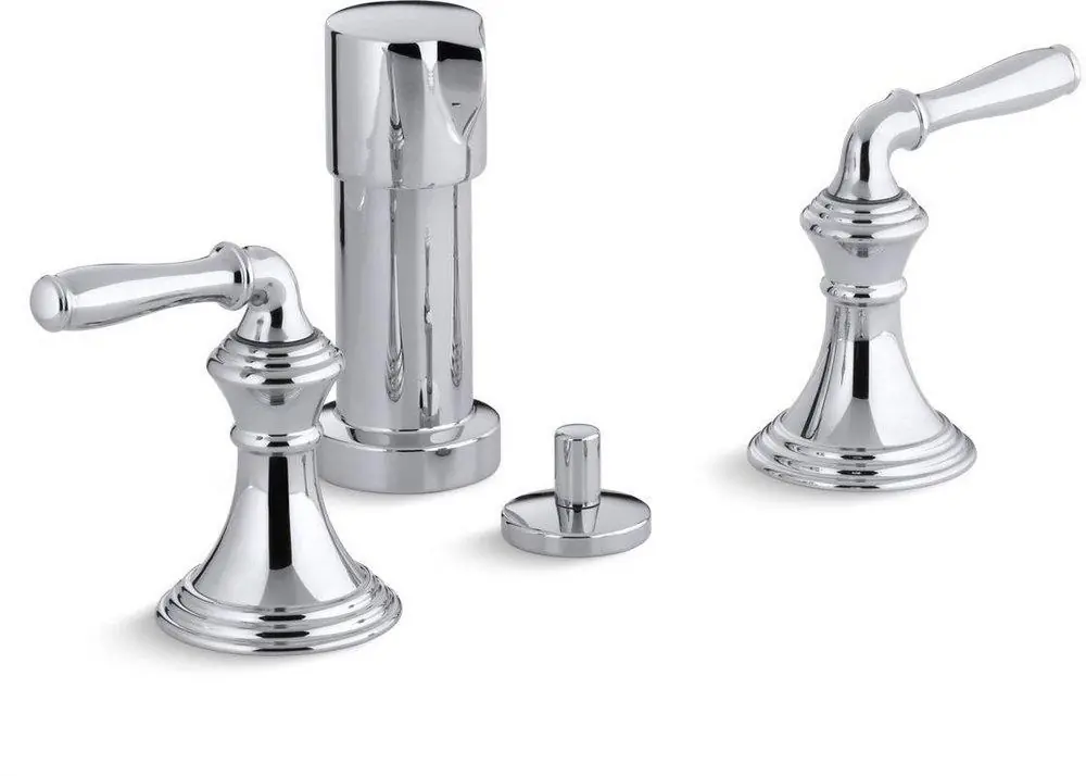 Kohler 412-4-CP Devonshire Double Lever Handle Vertical Spray Bidet Faucet in Polished Chrome