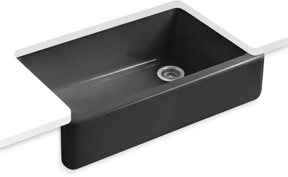 Kohler 6489-7 Whitehaven 35-11/16 x 21-9/16 in. Cast Iron Single Bowl Farmhouse Kitchen Sink in Black