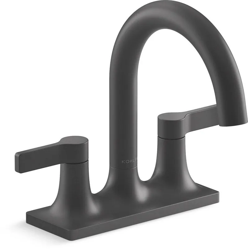 KOHLER 28124-4-BL Venza Two Handle Centerset Bathroom Sink Faucet in Matte Black