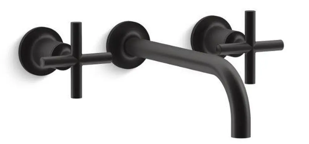 KOHLER T14414-3-BL Purist Two Handle Wall Mount Widespread Bathroom Sink Faucet