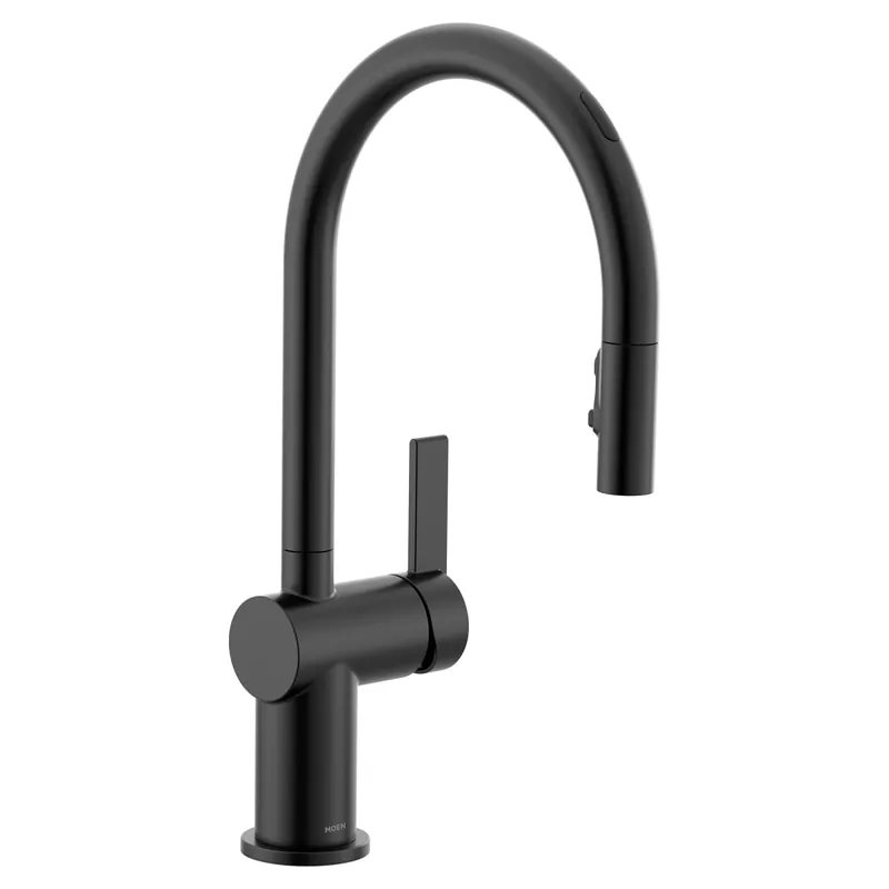 Moen 7622EVBL Cia Single-Handle Smart Touchless Pull Down Sprayer Kitchen Faucet with Voice Control and Power Clean in Matte Black