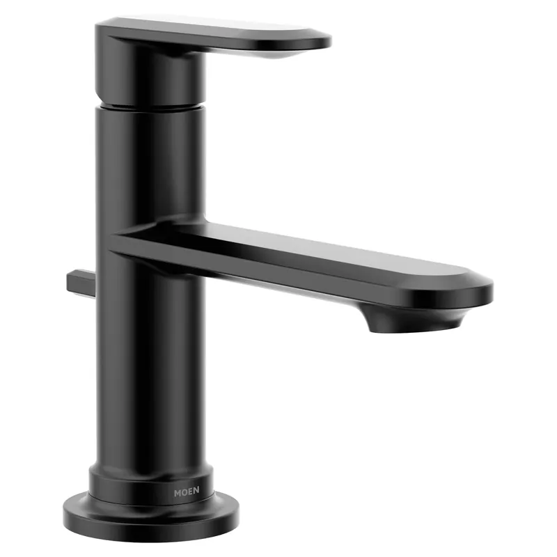 Moen 6504BL Moen Greenfield Single Handle Single Hole Bathroom Faucet in Matte Black
