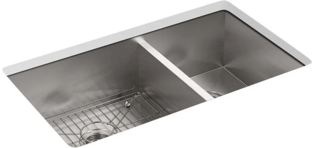 KOHLER 3823-4-NA Vault 33 x 22 in. 4 Hole Stainless Steel Double Bowl Dual Mount Kitchen Sink