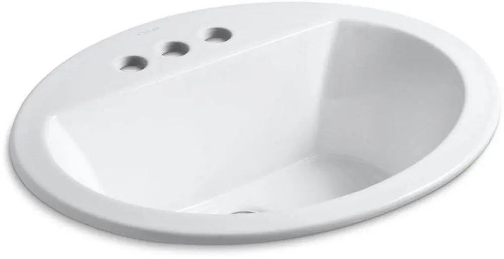 KOHLER 2699-4-0 Bryant 20-1/8 x 16-1/2 in. Oval Drop-in Bathroom Sink