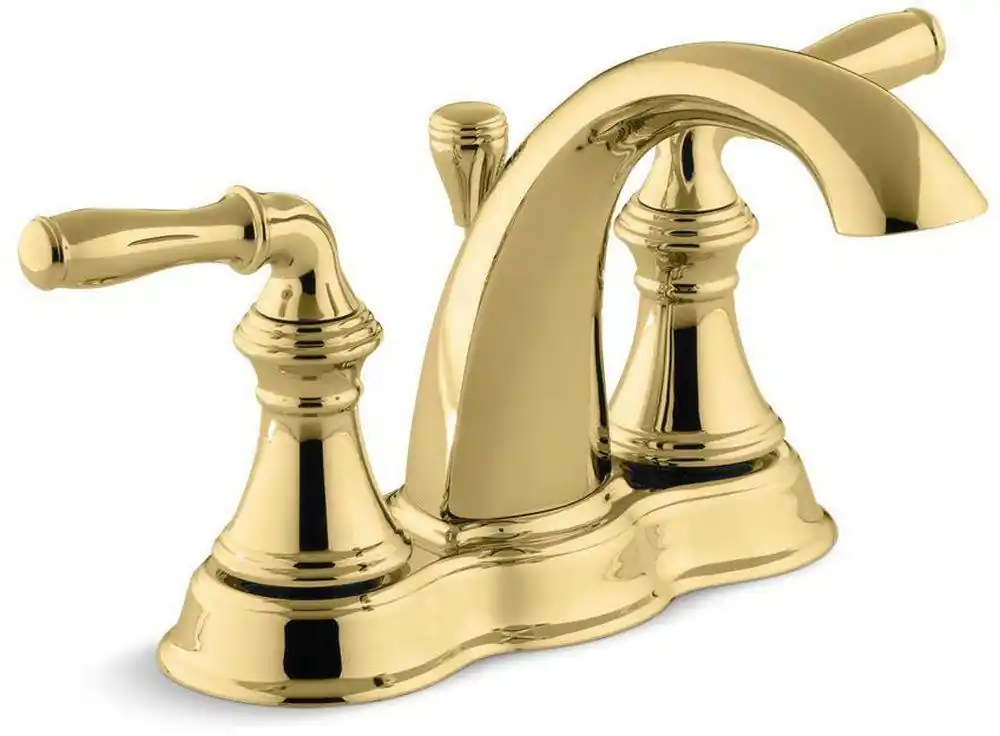 Kohler 393-N4-PB Devonshire Two Handle Centerset Bathroom Sink Faucet in Vibrant Polished Brass