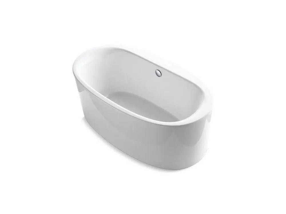 Kohler 24001-0 Sunstruck 60-11/16 x 34-11/16 in. Soaker Freestanding Bathtub with Center Drain