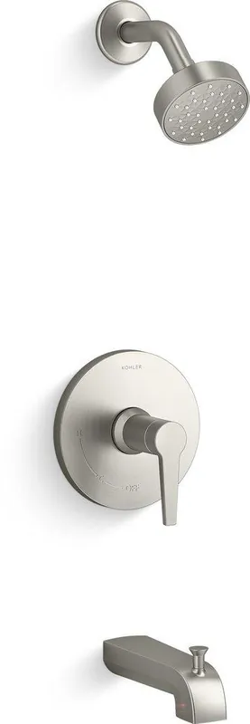 KOHLER TS97074-4G-BN Pitch One Handle Single Function Bathtub & Shower Faucet in Brushed Nickel (Trim Only)