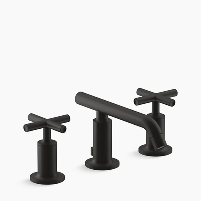 KOHLER 14410-3-BL Purist Two Handle Widespread Bathroom Sink Faucet in Matte Black