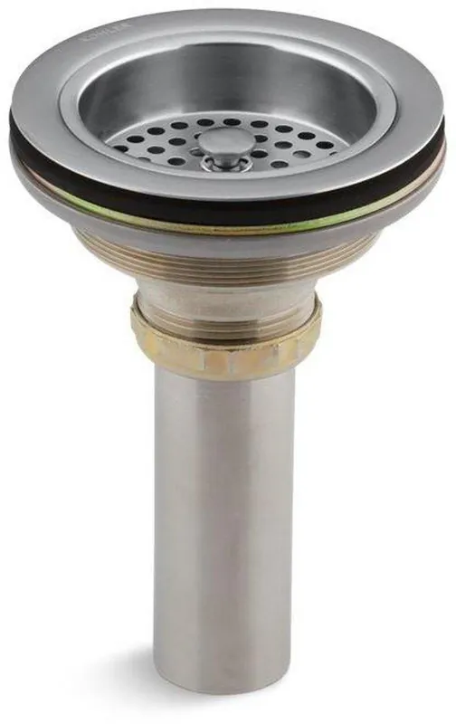 KOHLER 8801-G Duostrainer Brass Basket Strainer with Tailpiece in Brushed Chrome