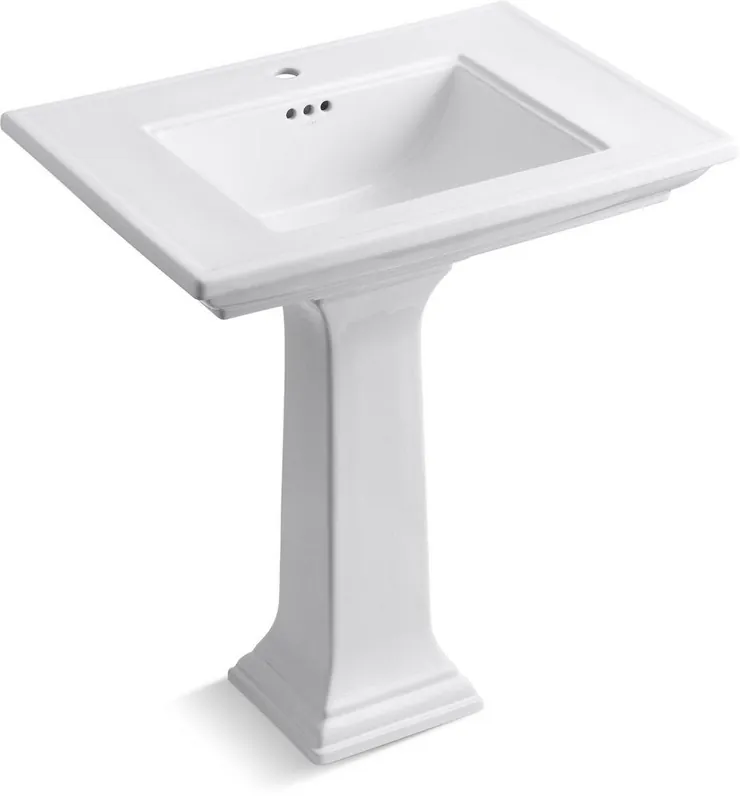 KOHLER 2268-1-0 Memoirs Classic 30 x 22 in. Rectangular Pedestal Sink and Base in White
