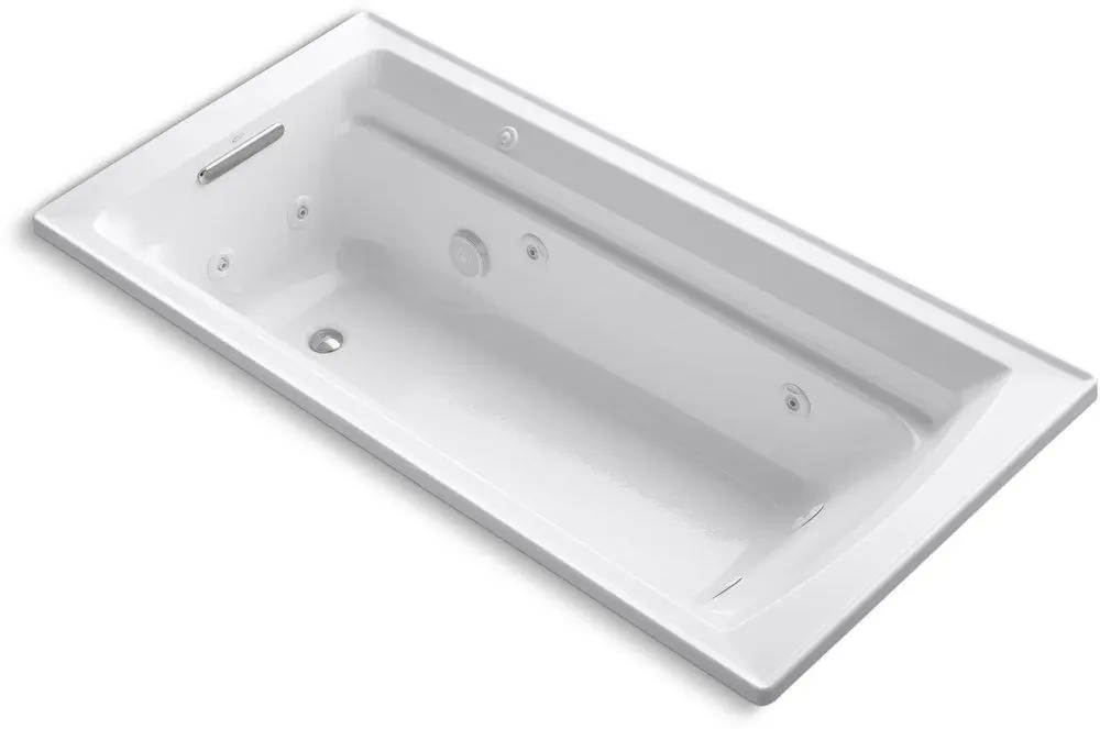KOHLER 1124-0 Archer 72 x 36 in. Whirlpool Drop-In Bathtub with Reversible Drain