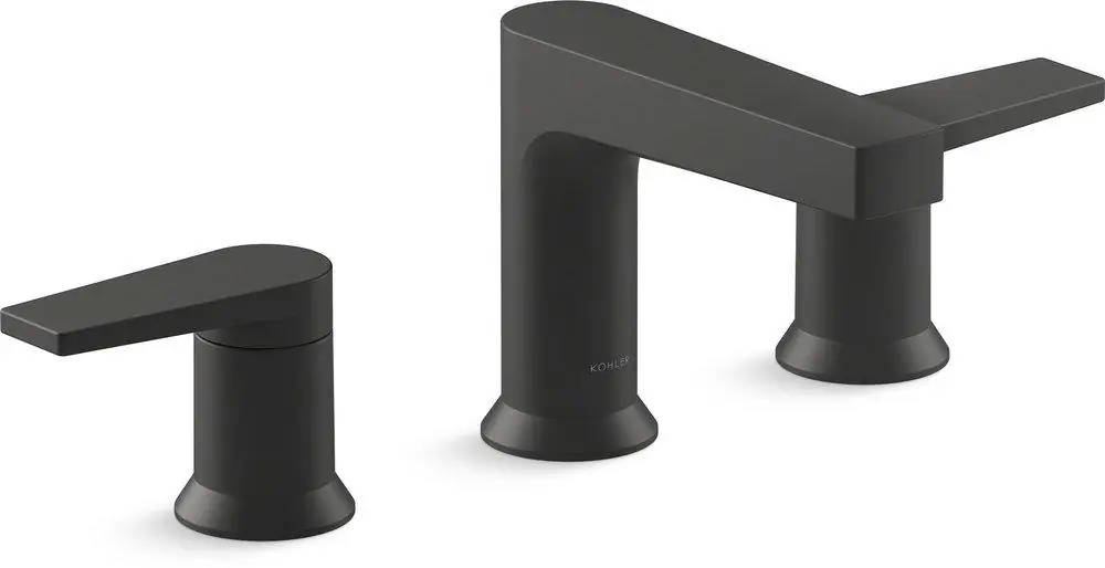 KOHLER 97100-4-BL Taut Two Handle Widespread Bathroom Sink Faucet in Matte Black