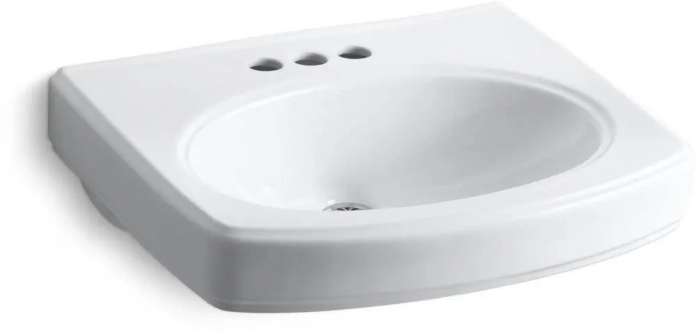 KOHLER 2028-4-0 Pinoir 22 x 18 in. Oval Wall Mount Bathroom Sink