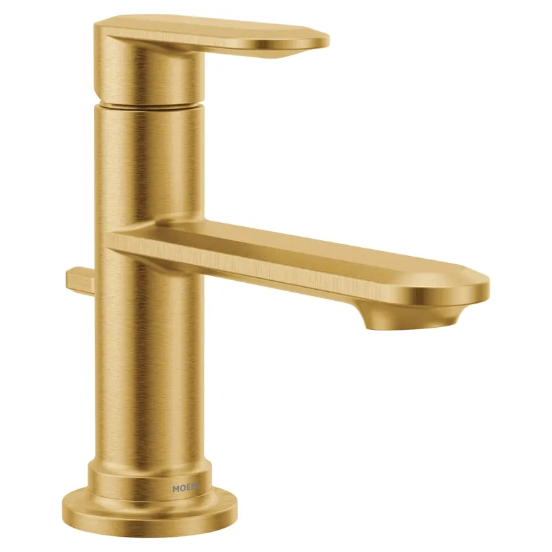 Moen 6504BG Moen Greenfield Single Handle Single Hole Bathroom Faucet in Brushed Gold
