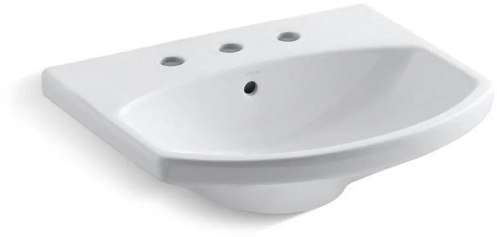 KOHLER 2363-8-0 Cimarron 22-3/4 x 18-7/8 in. Rectangular Pedestal Bathroom Sink in White