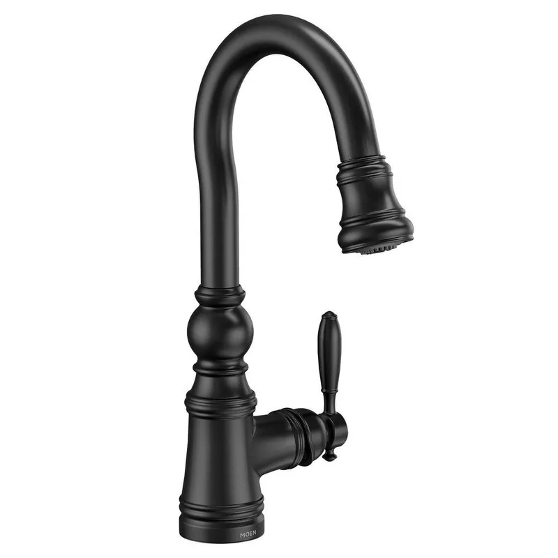 Moen S53004BL Weymouth Single Handle Pull Down Bar Faucet in Matte Black