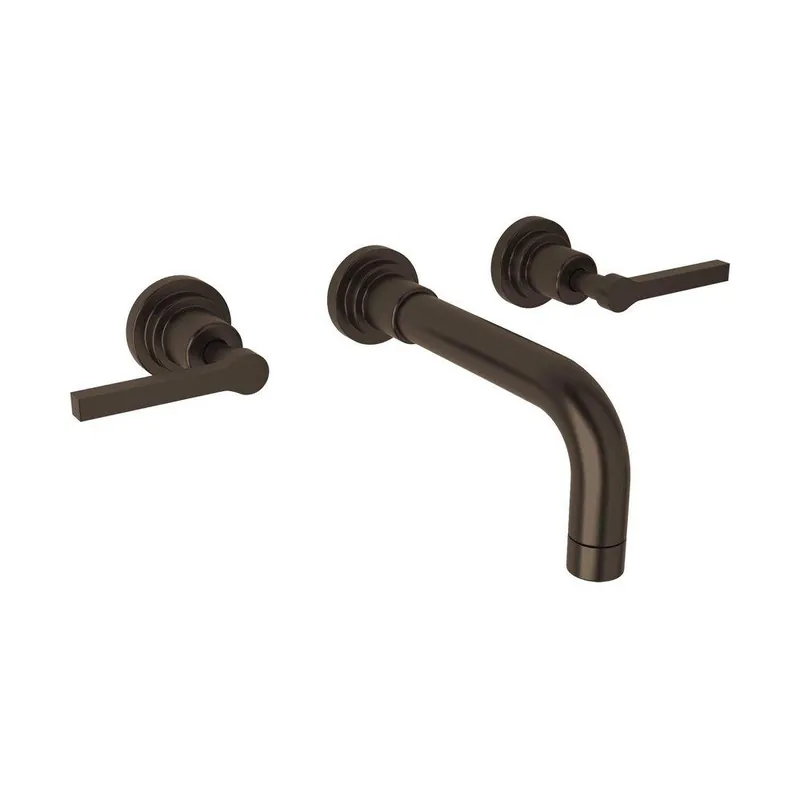 Rohl A2207LMTCBTO-2 Lombardia Two Handle Wall Mount Widespread Bathroom Sink Faucet in Tuscan Brass