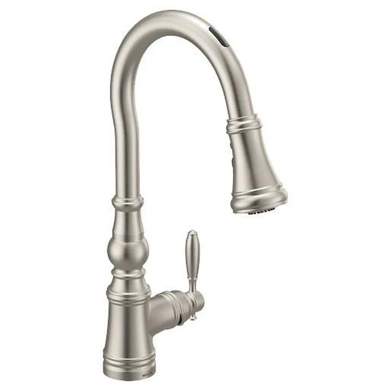 Moen S73004EV2SRS Weymouth Single Handle Pull Down Touchless Kitchen Faucet with Voice Activation in Spot Resist Stainless