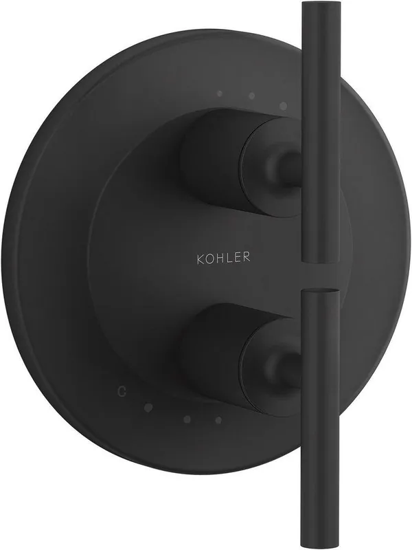 Kohler T14489-4-BL Purist Two Handle Thermostatic Valve Trim in Matte Black