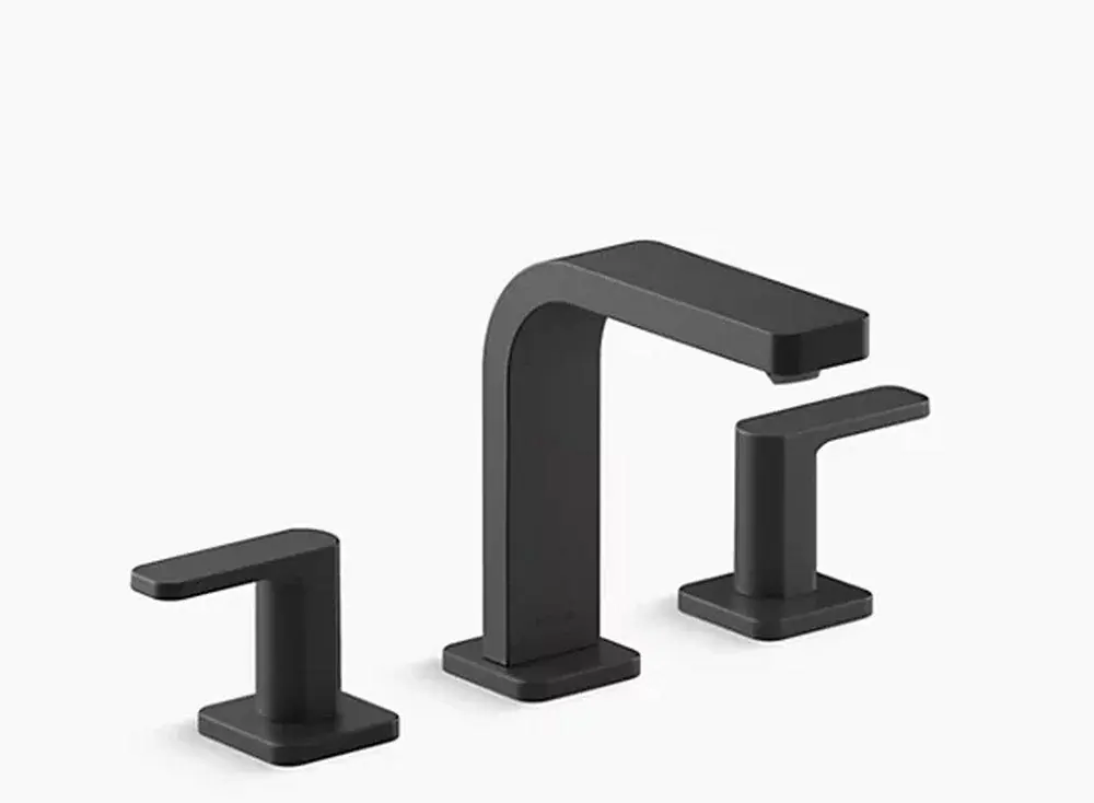 KOHLER 23484-4K-BL Parallel Two Handle Widespread Bathroom Sink Faucet in Matte Black