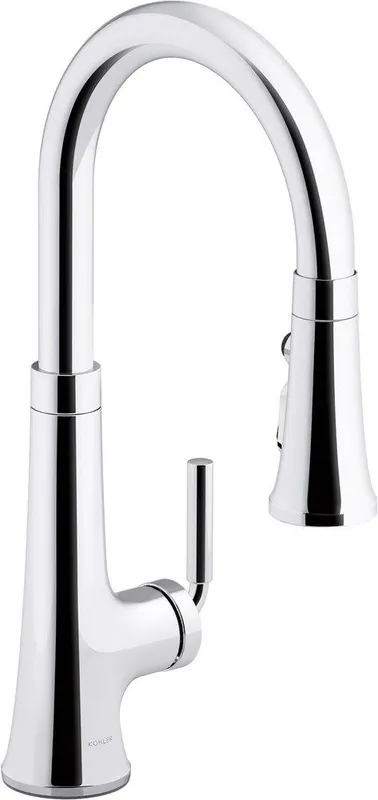 KOHLER 23764-CP Tone Single Handle Pull Down Kitchen Faucet in Polished Chrome