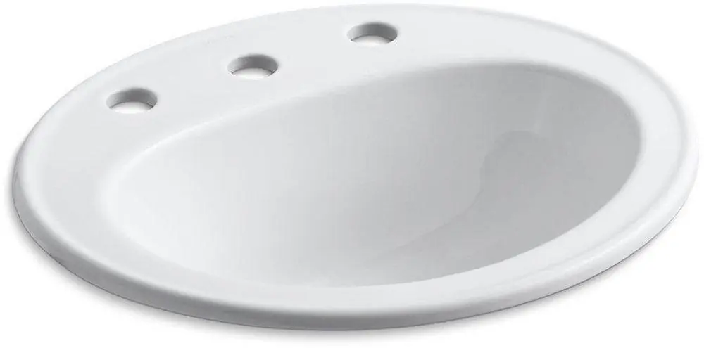 Kohler 2196-8-0 Pennington 20-1/4 x 17-1/2 in. Oval Drop-in Bathroom Sink in White