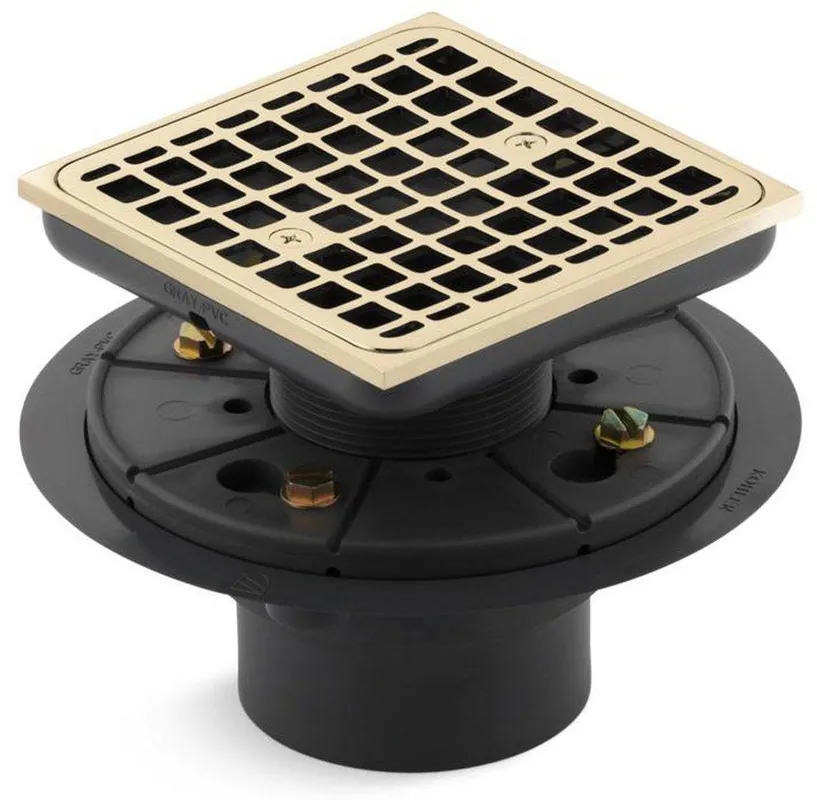Kohler 9136-AF ClearFlo 3 in. Threaded Plastic Vibrant® French Gold Shower Drain