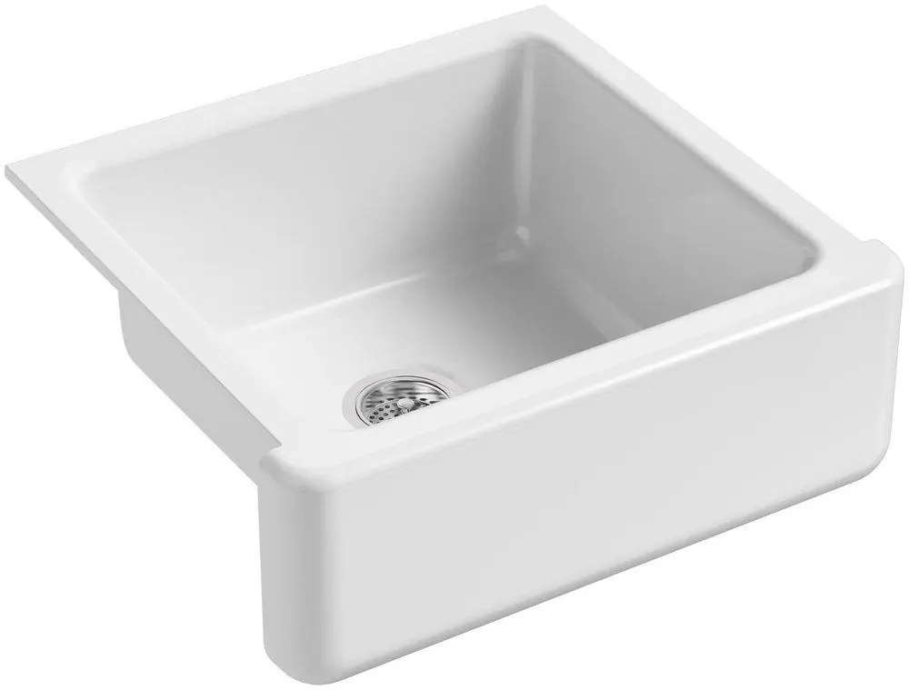 Kohler 5665-0 Whitehaven 23-1/2 x 21-9/16 in. Cast Iron Single Bowl Farmhouse Kitchen Sink in White