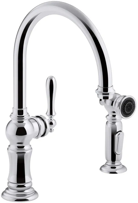 KOHLER 99262-CP Artifacts Single Handle Kitchen Faucet with Side Spray