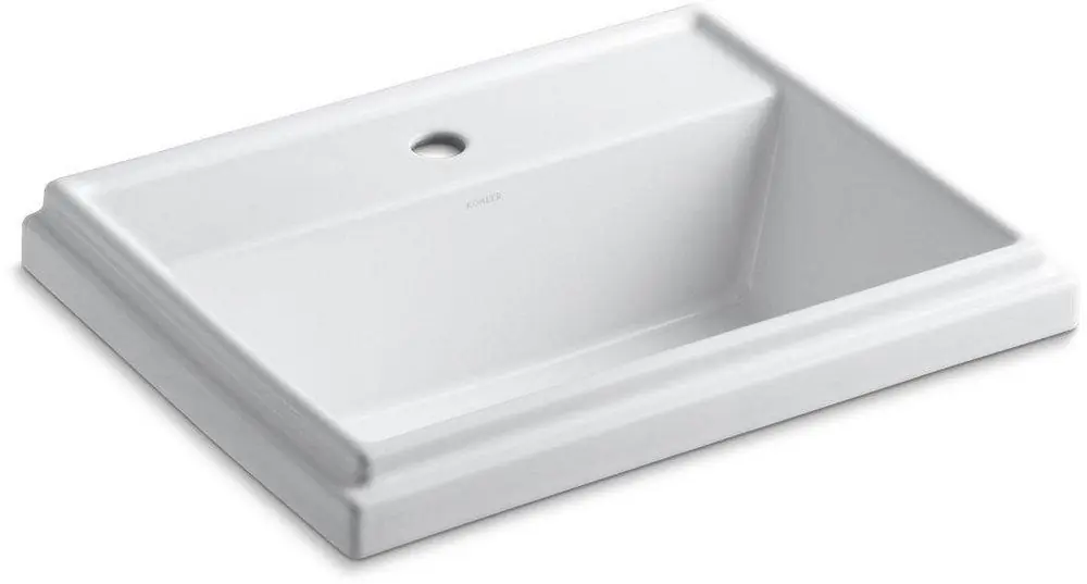 KOHLER 2991-1-0 Tresham 21-13/16 x 16-9/16 in. Rectangular Drop-in Bathroom Sink