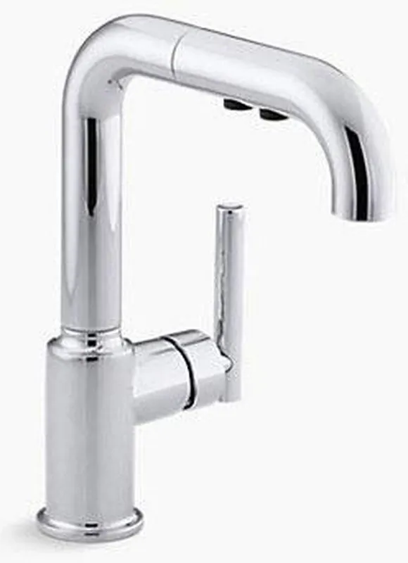 Kohler 7506-CP Purist Single Handle Pull Out Kitchen Faucet in Polished Chrome