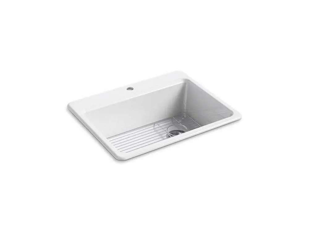 Kohler 8668-1A1-0 Riverby 27 x 22 in. 1 Hole Cast Iron Single Bowl Drop-in Kitchen Sink
