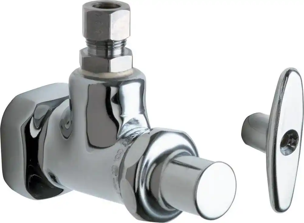 Chicago Faucets 1013-ABCP 1/2 x 3/8 in. FNPT x OD Compression T-handle Angle Supply Stop Valve