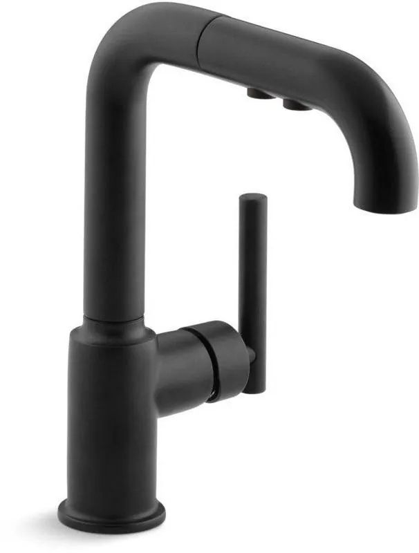 Kohler 7506-BL Purist Single Handle Pull Out Kitchen Faucet in Matte Black