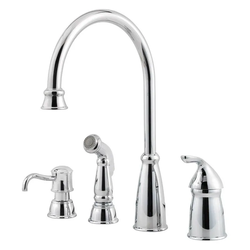 Pfister GT26-4CBC Avalon Single Handle Kitchen Faucet with Side Spray & Soap Dispenser in Polished Chrome