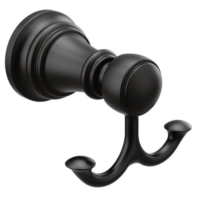 Moen YB8403BL Weymouth 2-Hook Robe Hook in Matte Black