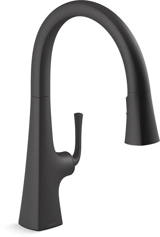 Kohler 22062-BL Graze Single Handle Pull Down Kitchen Faucet in Matte Black