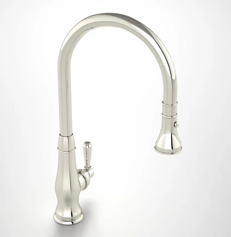 Rohl A3420LMPN-2 Patrizia Single Handle Pull Down Kitchen Faucet in Polished Nickel