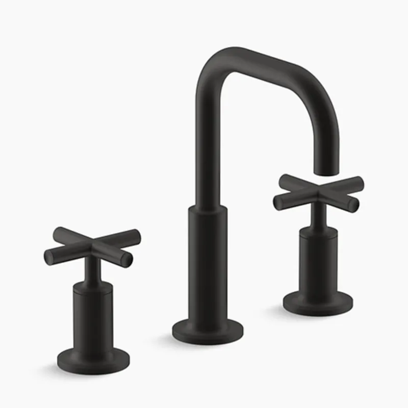Kohler 14406-3-BL Purist Two Handle Widespread Bathroom Sink Faucet in Matte Black