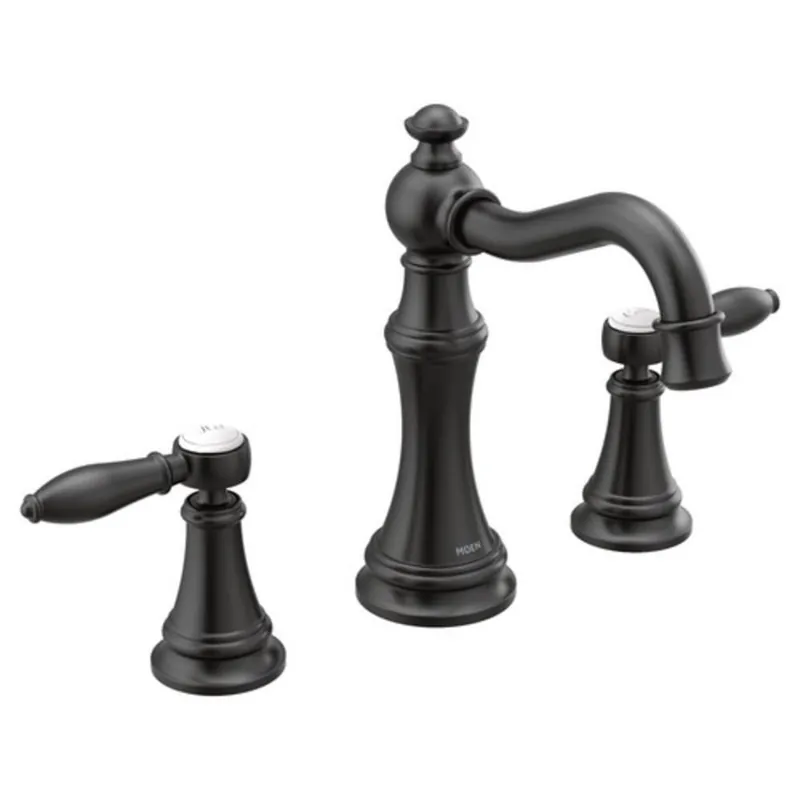Moen TS42108BL Weymouth Two Handle Widespread Bathroom Sink Faucet in Matte Black