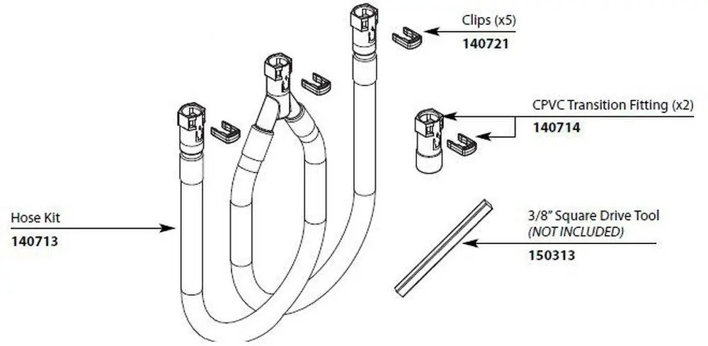 Moen 140713 Quick Connect Hose Kit for 4793 Double-Handle Roman Tub Valve
