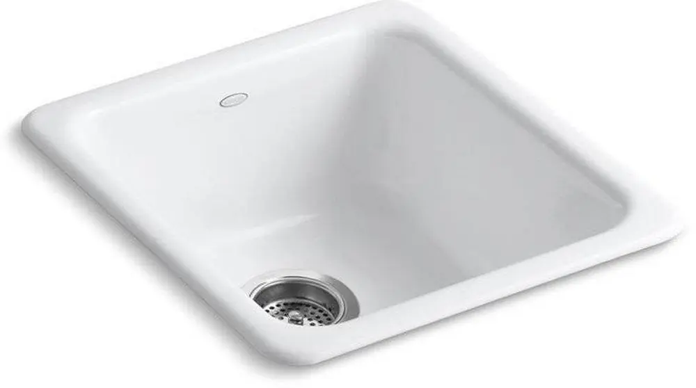 Kohler 6584-0 Iron/Tones 17 x 18-3/4 in No Hole Cast Iron Single Bowl Dual Mount Kitchen Sink
