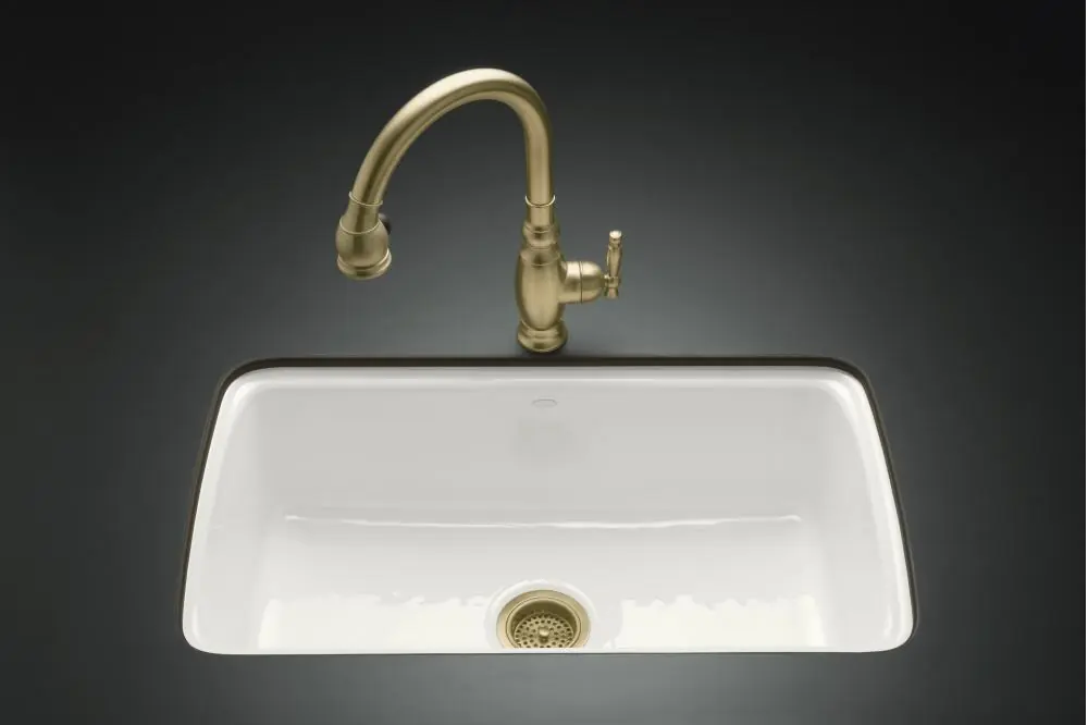 KOHLER 5864-5U-0 Cape Dory 33 x 22 in. 5 Hole Cast Iron Single Bowl Undermount Kitchen Sink